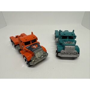 Lot Of Two 1979 HOT WHEELS  CITY TRANSPORT TRUCK AQUA BLUE / Orange / Near Mint